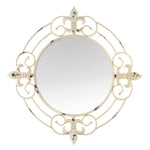 ANTIQUE WHITE FLEUR-DE-LIS WALL MIRROR