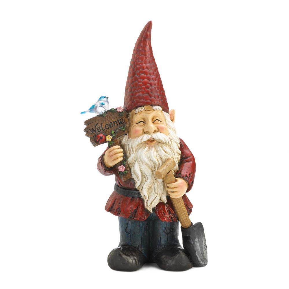 WELCOME GNOME SOLAR GARDEN DECORATION