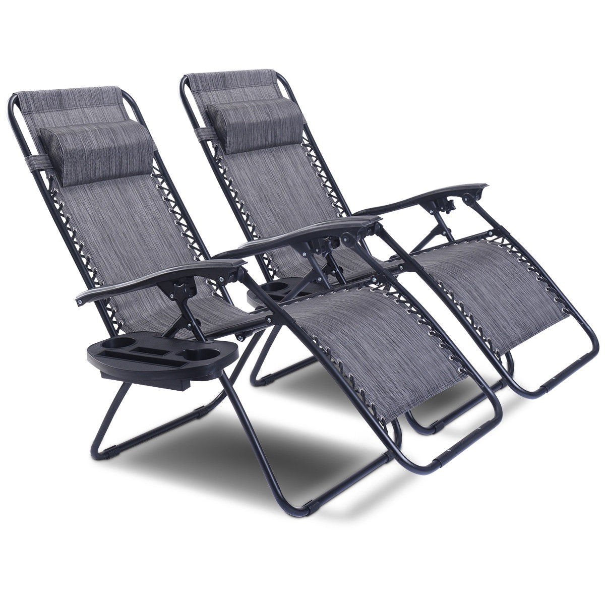 Sit & Sip Patio Set Combo | Pair of Zero Impact Pool Patio Lounge Chairs with Dual Function Ice Cold Beverage Cooler Side Table