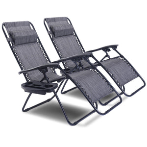 Sit & Sip Patio Set Combo | Pair of Zero Impact Pool Patio Lounge Chairs with Dual Function Ice Cold Beverage Cooler Side Table