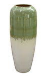 Avocado Green and White Large Vase