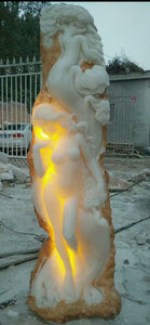 Whie Lady Lamp Marble Statue T6730