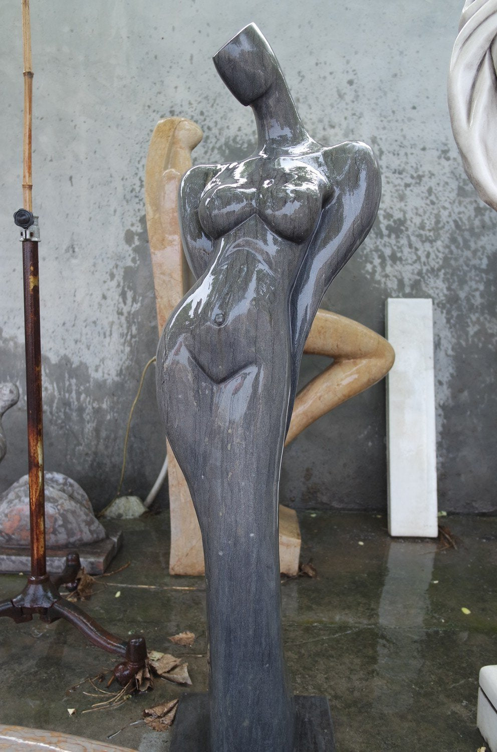 Abstract Woman Black Marble Statue GE18708