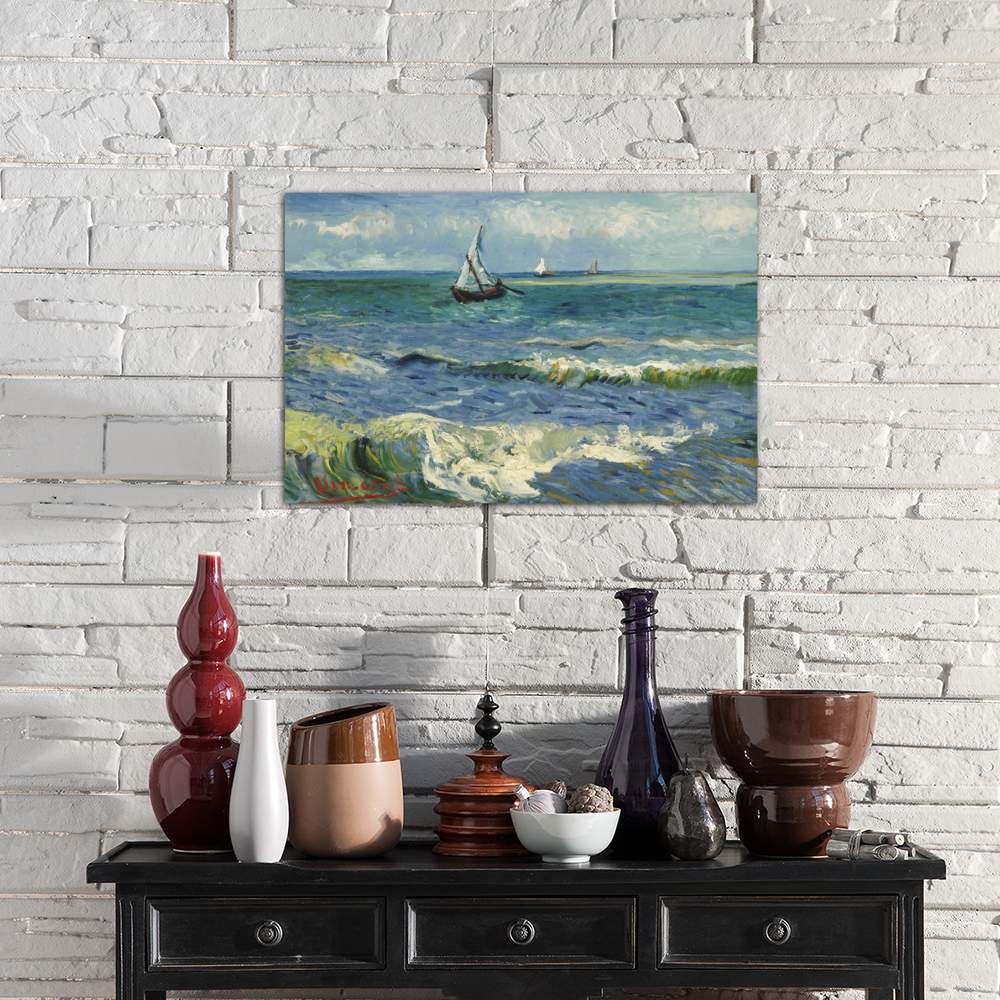 Seascape Near Les Saintes Maries de la Mer by Vincent van Gogh Canvas Print - UNQFurniture