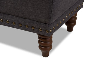 Baxton Studio Annabelle Modern and Contemporary Dark Grey Fabric Upholstered Walnut Wood Finished Button-Tufted Storage Ottoman