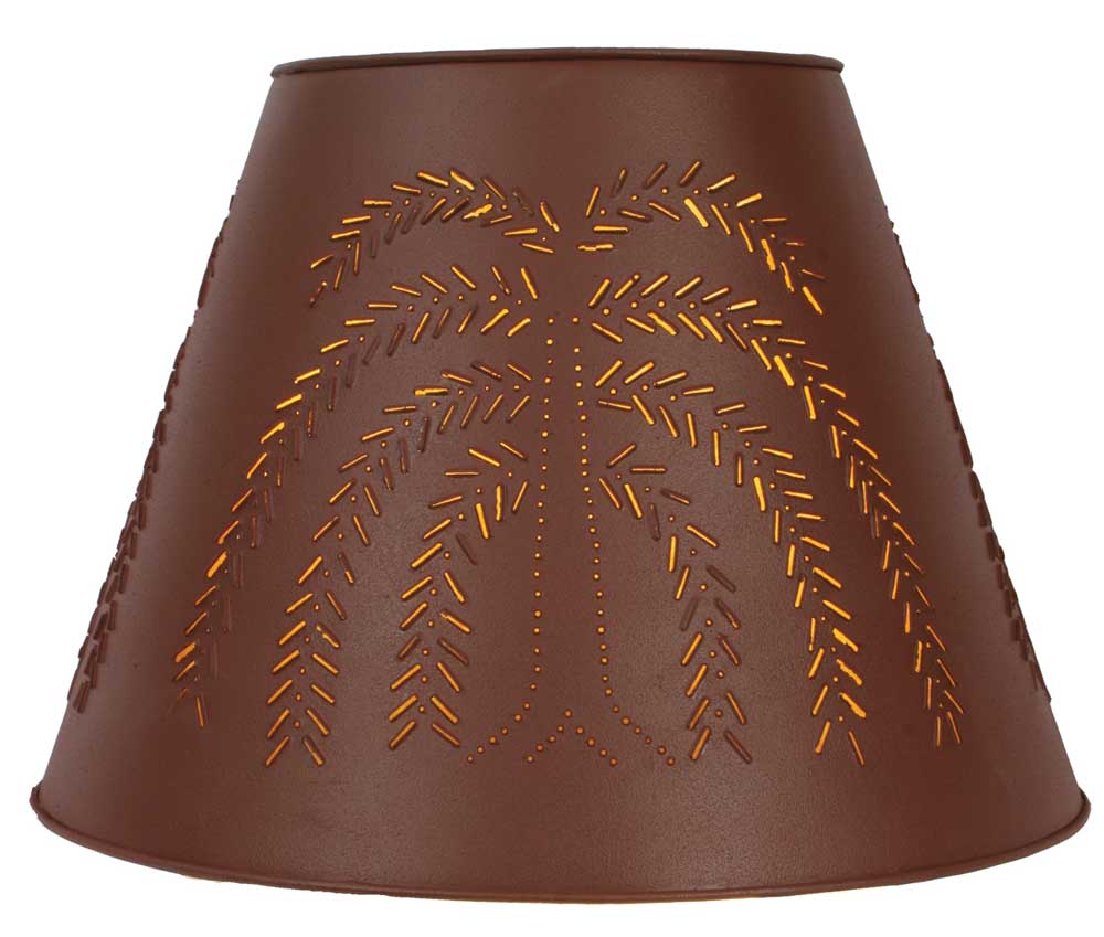 9" x 17" x 12" Tin Washer Top Lamp Shade - Red Willow