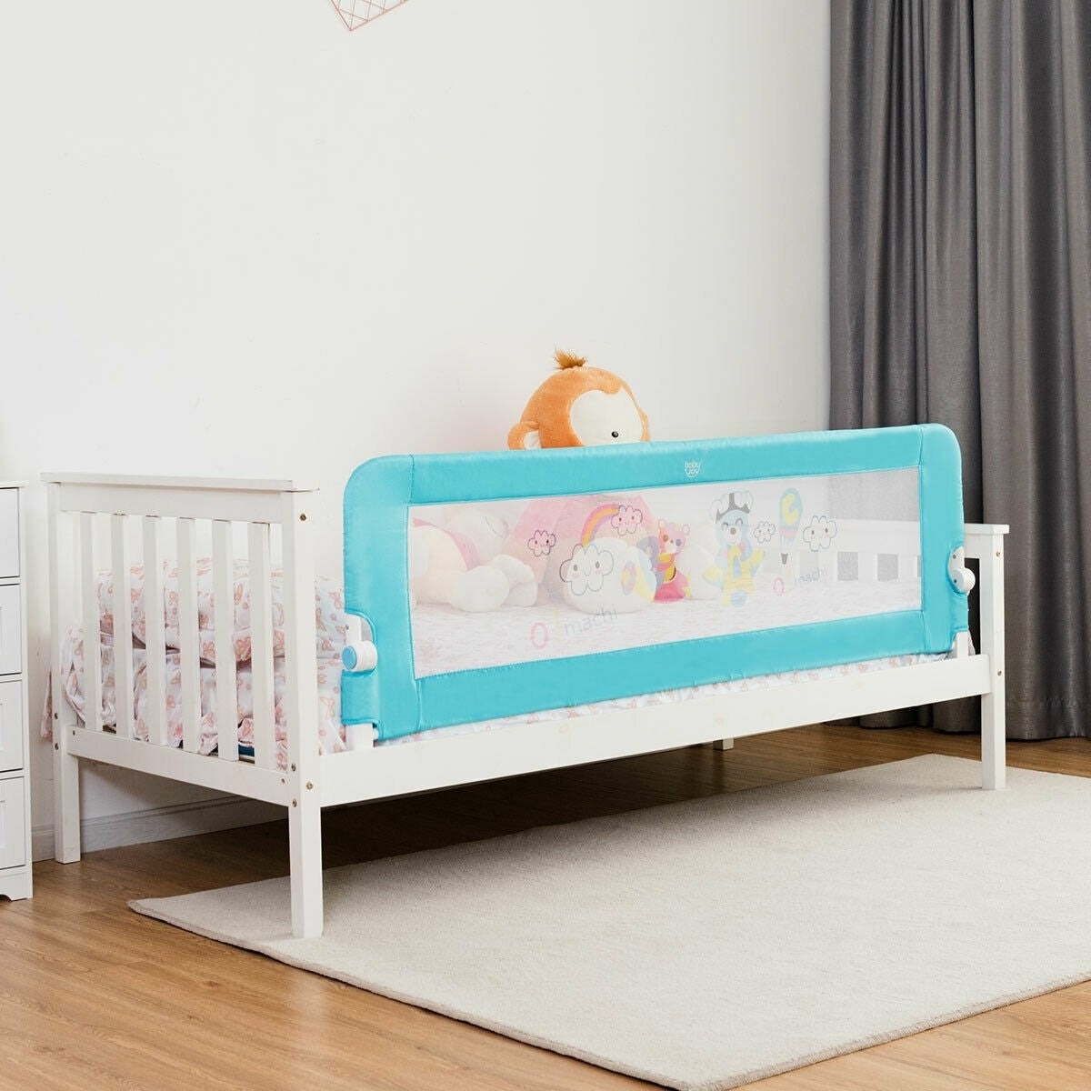 69 Breathable Baby Toddlers Bed Rail Guard Safety Swing Down