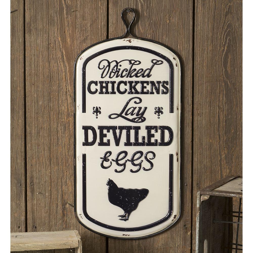 "Wicked Chickens" Metal Wall Sign