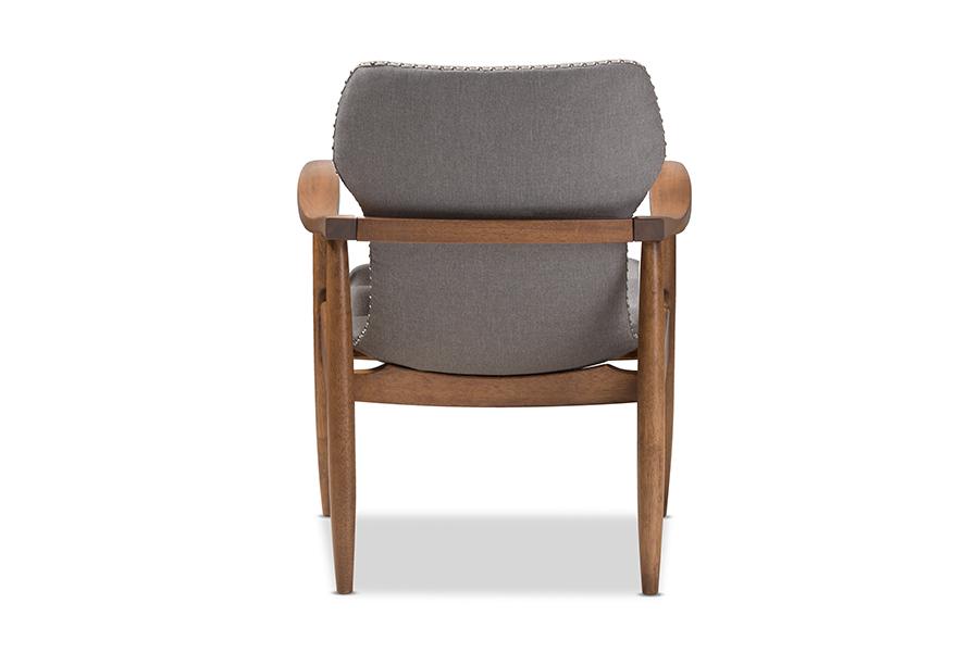 Baxton Studio Hadley Mid-Century Modern Grey Fabric and Walnut Brown Finished Wood Lounge Chair