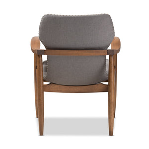 Baxton Studio Hadley Mid-Century Modern Grey Fabric and Walnut Brown Finished Wood Lounge Chair