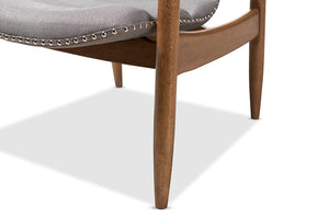 Baxton Studio Hadley Mid-Century Modern Grey Fabric and Walnut Brown Finished Wood Lounge Chair