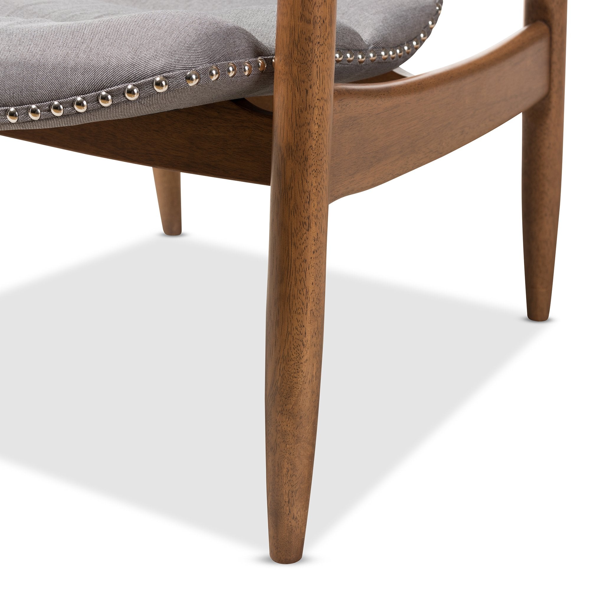 Baxton Studio Hadley Mid-Century Modern Grey Fabric and Walnut Brown Finished Wood Lounge Chair