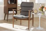 Baxton Studio Hadley Mid-Century Modern Grey Fabric and Walnut Brown Finished Wood Lounge Chair