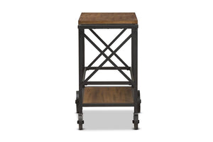 Baxton Studio Chester Rustic Industrial Style Oak Brown Finished Wood and Black Finished Metal Mobile Serving Cart