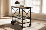 Baxton Studio Chester Rustic Industrial Style Oak Brown Finished Wood and Black Finished Metal Mobile Serving Cart