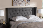 Baxton Studio Ally Modern And Contemporary Dark Grey Fabric Button-Tufted Nail head King Size Winged Headboard