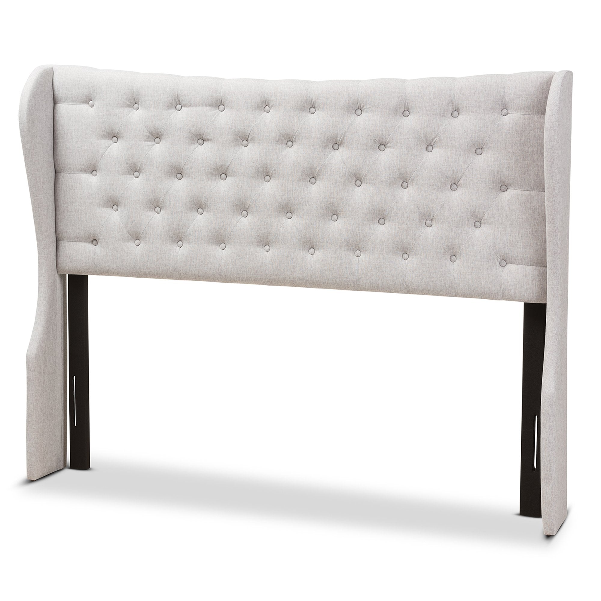 Baxton Studio Cadence Modern and Contemporary Greyish Beige Fabric Button-Tufted King Size Winged Headboard