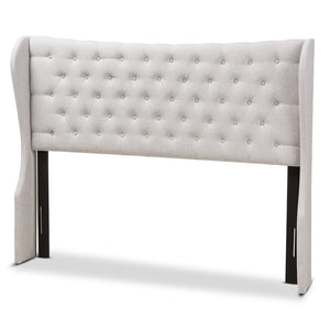 Baxton Studio Cadence Modern and Contemporary Greyish Beige Fabric Button-Tufted King Size Winged Headboard