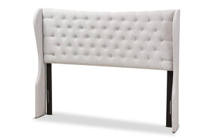 Baxton Studio Cadence Modern and Contemporary Greyish Beige Fabric Button-Tufted Full Size Winged Headboard