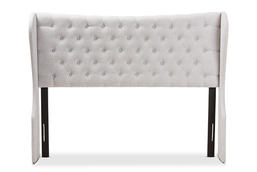 Baxton Studio Cadence Modern and Contemporary Greyish Beige Fabric Button-Tufted Full Size Winged Headboard