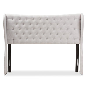 Baxton Studio Cadence Modern and Contemporary Greyish Beige Fabric Button-Tufted Full Size Winged Headboard