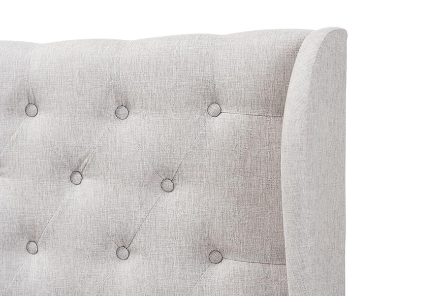 Baxton Studio Cadence Modern and Contemporary Greyish Beige Fabric Button-Tufted Full Size Winged Headboard