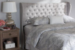 Baxton Studio Cadence Modern and Contemporary Greyish Beige Fabric Button-Tufted Full Size Winged Headboard