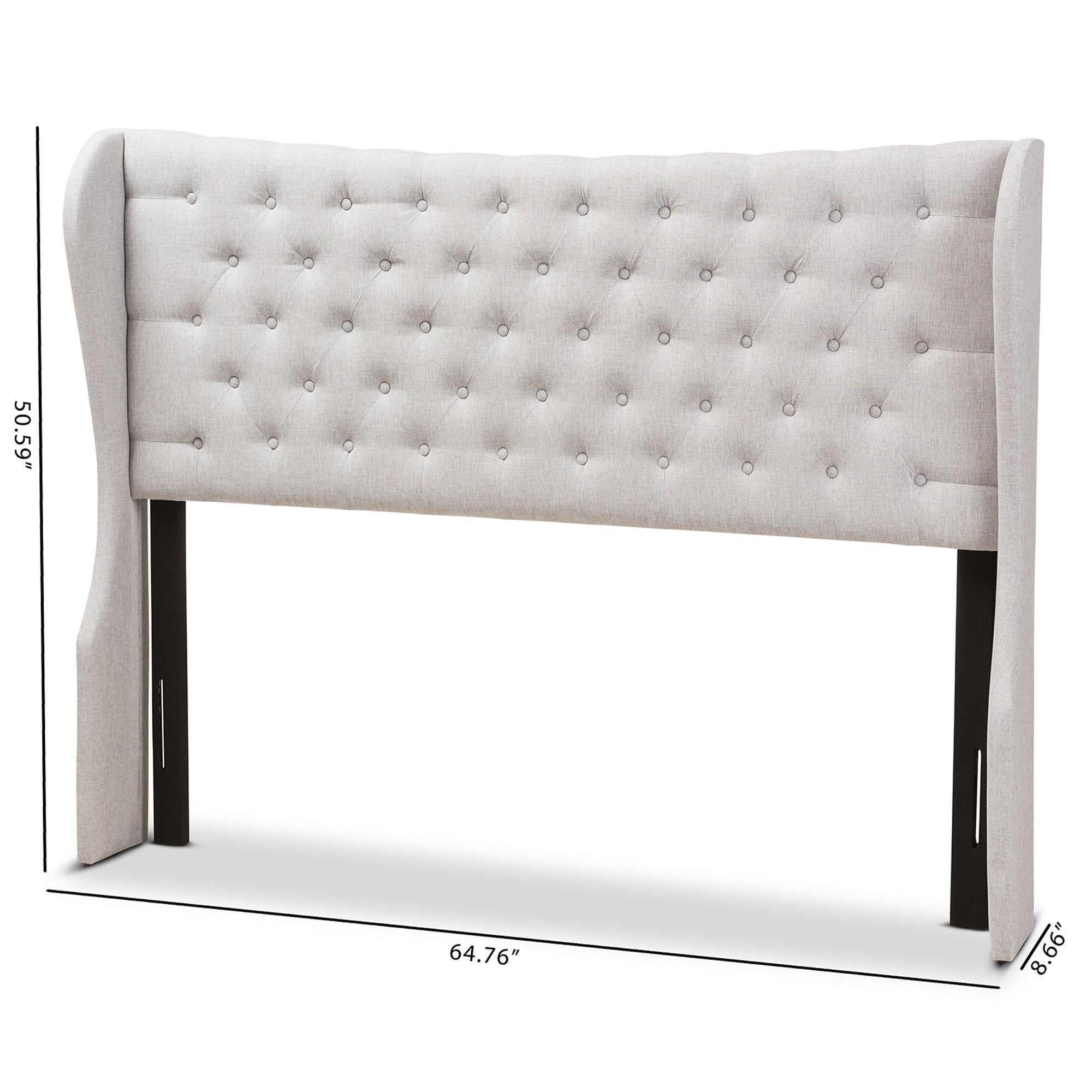 Baxton Studio Cadence Modern and Contemporary Greyish Beige Fabric Button-Tufted King Size Winged Headboard