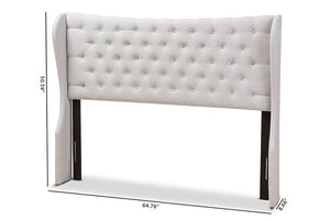 Baxton Studio Cadence Modern and Contemporary Greyish Beige Fabric Button-Tufted Full Size Winged Headboard