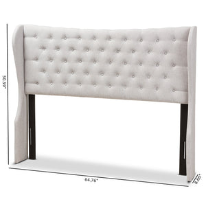 Baxton Studio Cadence Modern and Contemporary Greyish Beige Fabric Button-Tufted Queen Size Winged Headboard