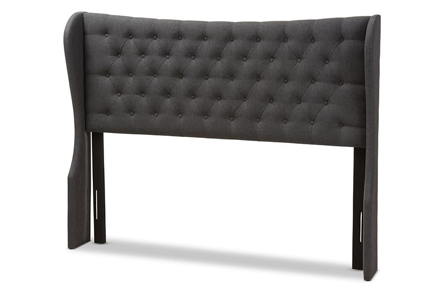 Baxton Studio Cadence Modern and Contemporary Dark Grey Fabric Button-Tufted Full Size Winged Headboard