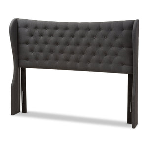 Baxton Studio Cadence Modern and Contemporary Dark Grey Fabric Button-Tufted Full Size Winged Headboard