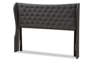 Baxton Studio Cadence Modern and Contemporary Dark Grey Fabric Button-Tufted Queen Size Winged Headboard