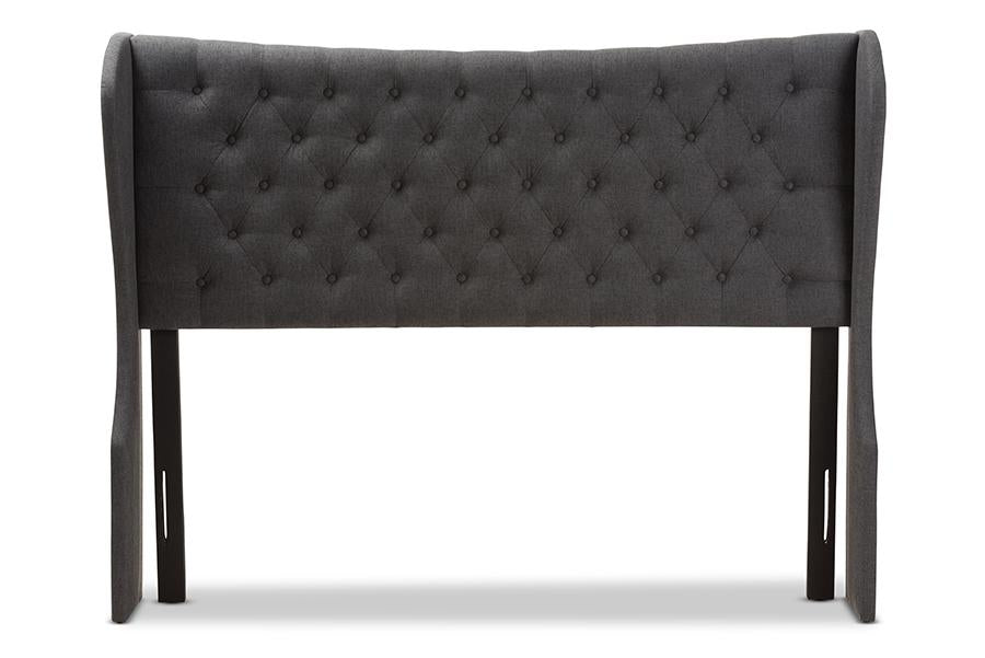 Baxton Studio Cadence Modern and Contemporary Dark Grey Fabric Button-Tufted Full Size Winged Headboard