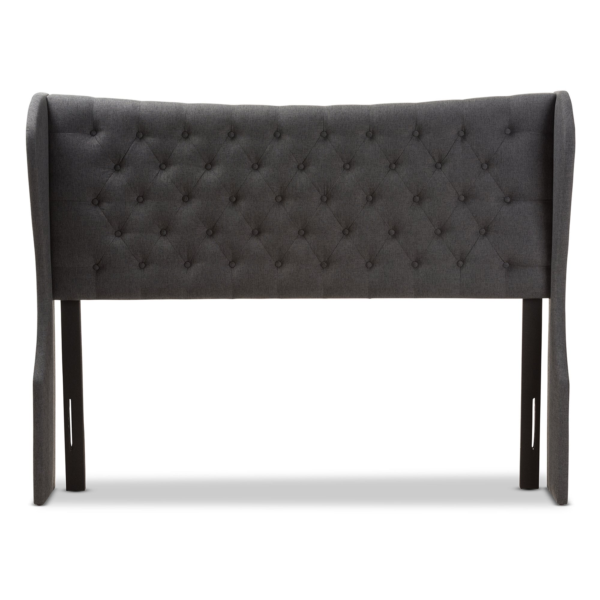 Baxton Studio Cadence Modern and Contemporary Dark Grey Fabric Button-Tufted Full Size Winged Headboard