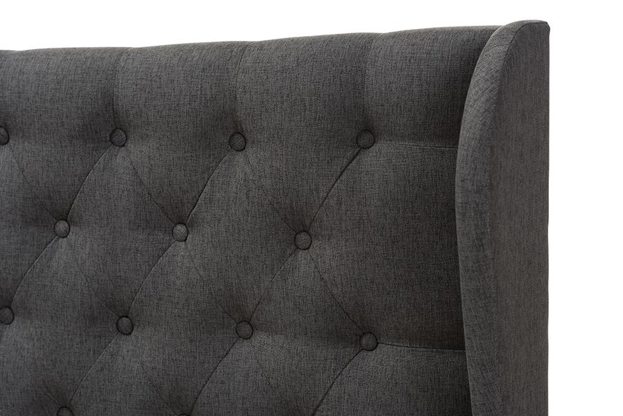 Baxton Studio Cadence Modern and Contemporary Dark Grey Fabric Button-Tufted Full Size Winged Headboard