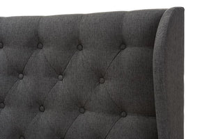 Baxton Studio Cadence Modern and Contemporary Dark Grey Fabric Button-Tufted King Size Winged Headboard