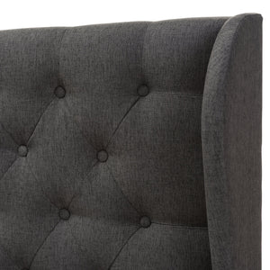 Baxton Studio Cadence Modern and Contemporary Dark Grey Fabric Button-Tufted Full Size Winged Headboard