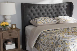 Baxton Studio Cadence Modern and Contemporary Dark Grey Fabric Button-Tufted Full Size Winged Headboard