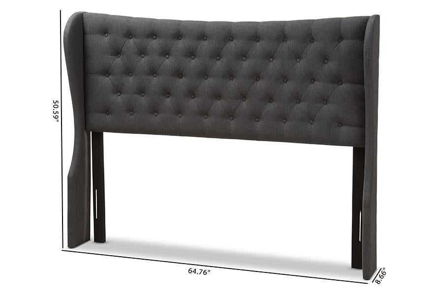 Baxton Studio Cadence Modern and Contemporary Dark Grey Fabric Button-Tufted Full Size Winged Headboard