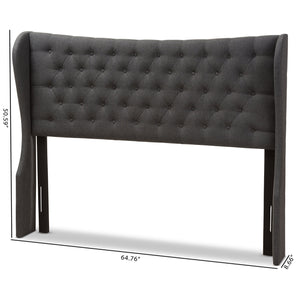 Baxton Studio Cadence Modern and Contemporary Dark Grey Fabric Button-Tufted Full Size Winged Headboard