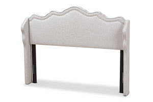 Baxton Studio Nadeen Modern and Contemporary Greyish Beige Fabric Full Size Winged Headboard