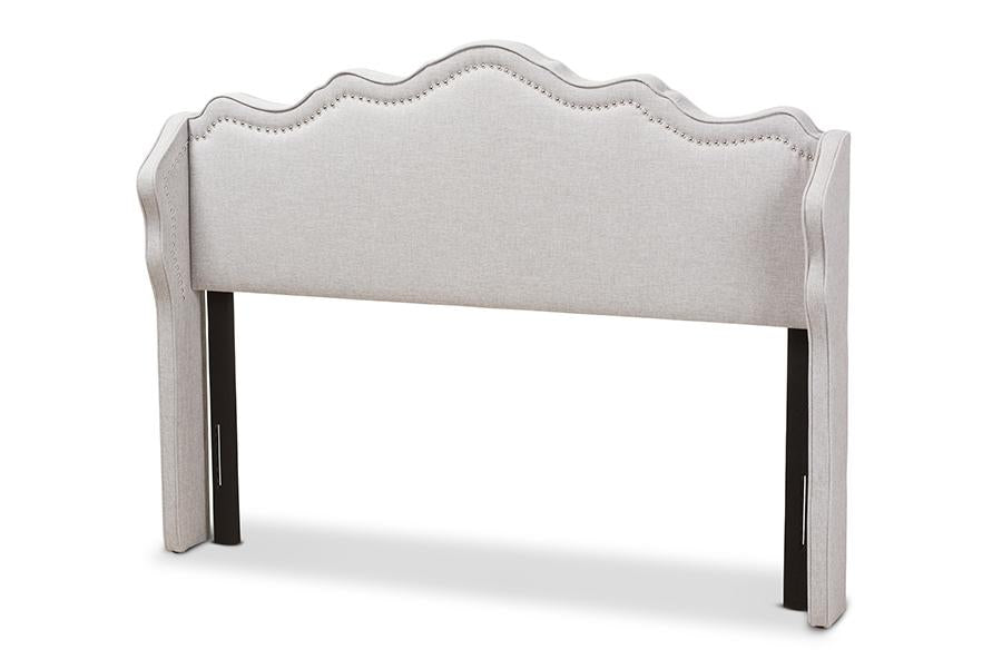 Baxton Studio Nadeen Modern and Contemporary Greyish Beige Fabric King Size Winged Headboard