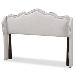 Baxton Studio Nadeen Modern and Contemporary Greyish Beige Fabric Full Size Winged Headboard