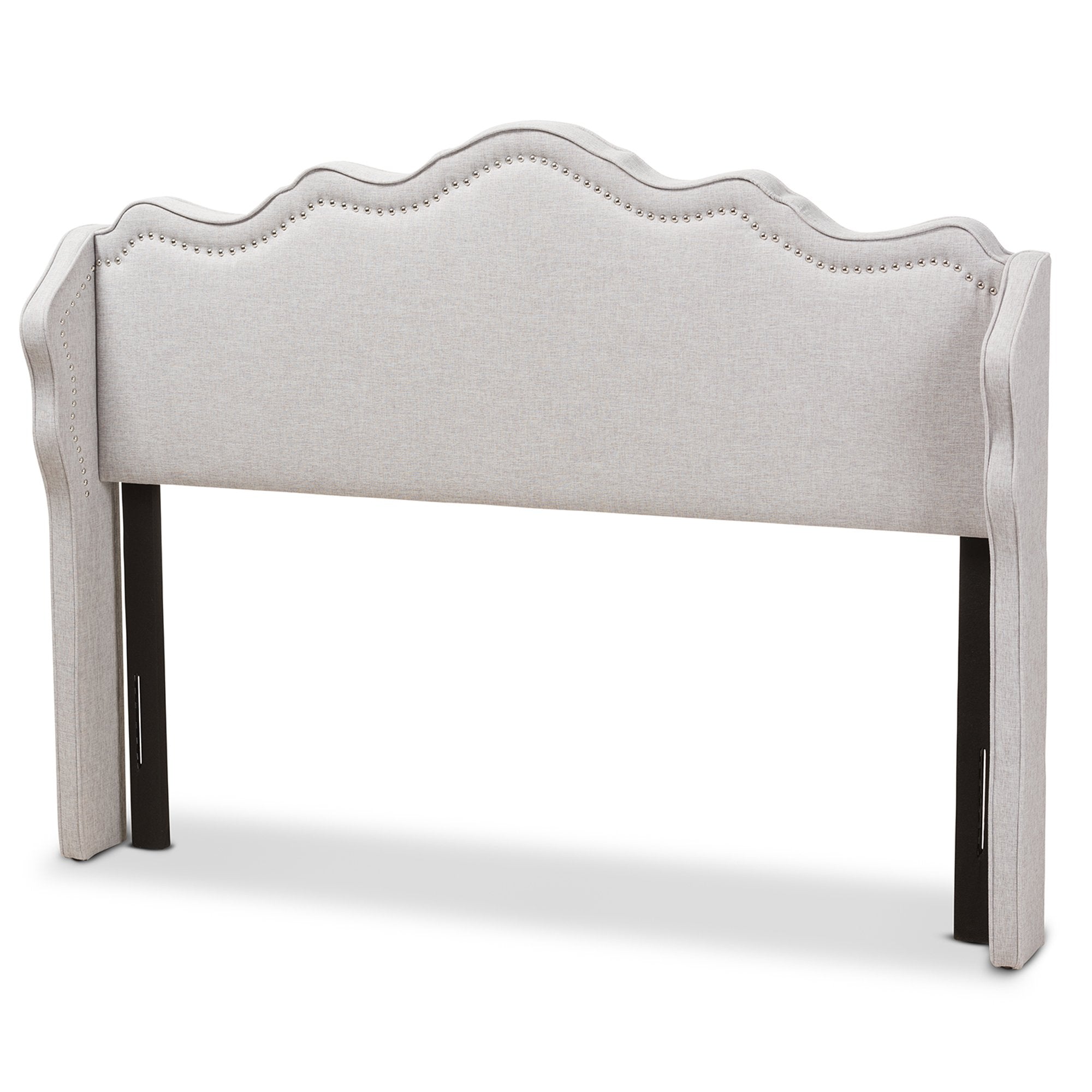 Baxton Studio Nadeen Modern and Contemporary Greyish Beige Fabric Queen Size Winged Headboard