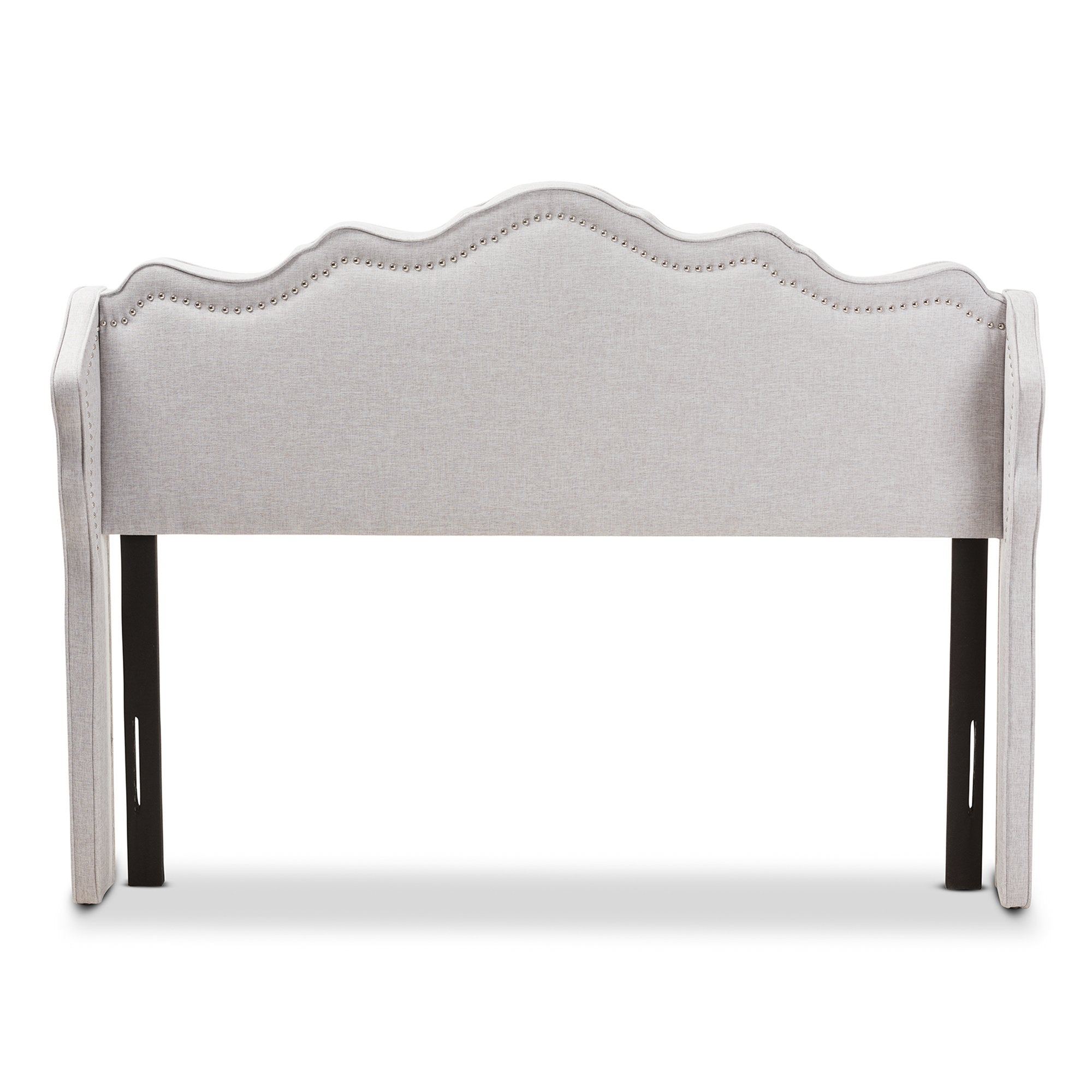 Baxton Studio Nadeen Modern and Contemporary Greyish Beige Fabric Queen Size Winged Headboard