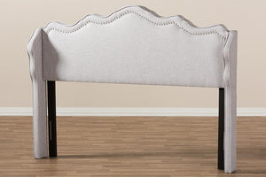 Baxton Studio Nadeen Modern and Contemporary Greyish Beige Fabric Full Size Winged Headboard