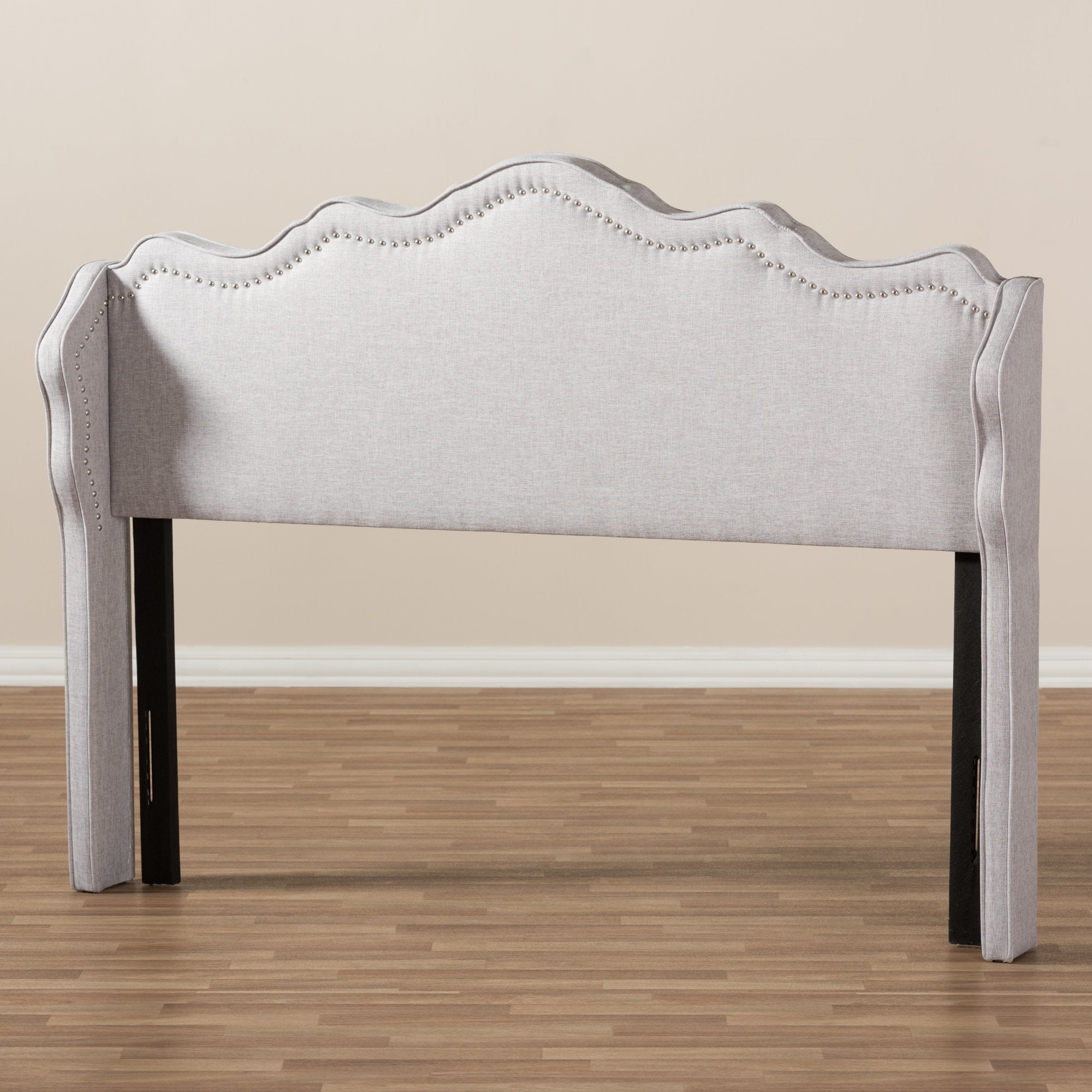 Baxton Studio Nadeen Modern and Contemporary Greyish Beige Fabric Queen Size Winged Headboard