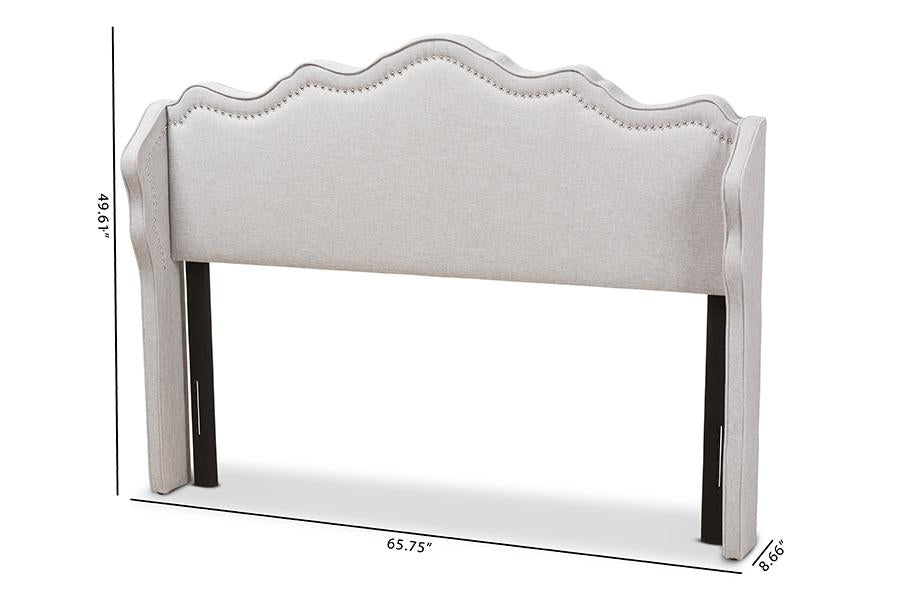 Baxton Studio Nadeen Modern and Contemporary Greyish Beige Fabric King Size Winged Headboard