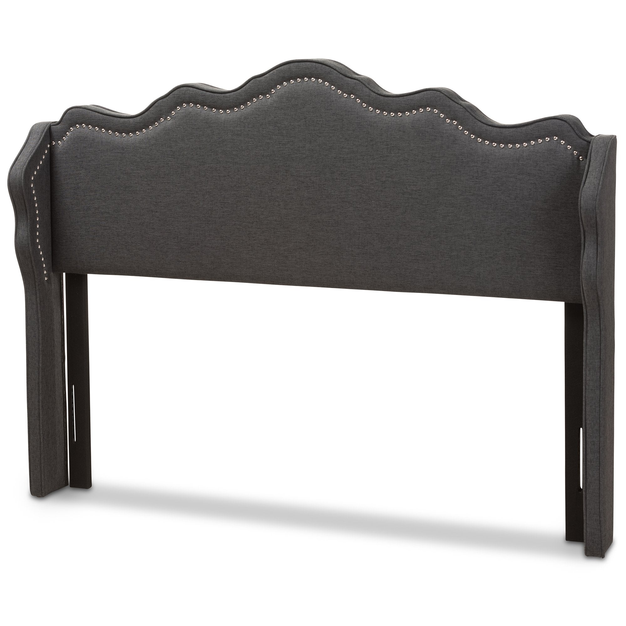 Baxton Studio Nadeen Modern and Contemporary Dark Grey Fabric Queen Size Winged Headboard